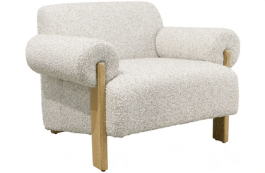 Sophie Linen & Oak Accent Chair - Grey Fleck at online8 furniture store Auckland