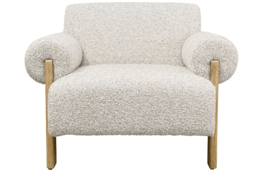 Sophie Linen & Oak Accent Chair - Grey Fleck at online8 furniture store Auckland