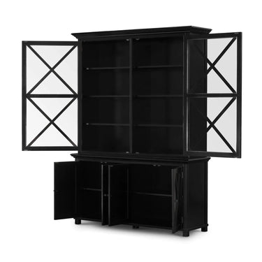 Sorrento Large Glass Door Hamptons Cabinet Black at Online8 Furniture Auckland NZ
