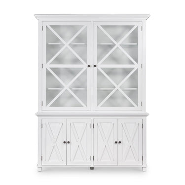 Sorrento Large Glass Door Hamptons Cabinet White at Online8 Furniture Auckland NZ