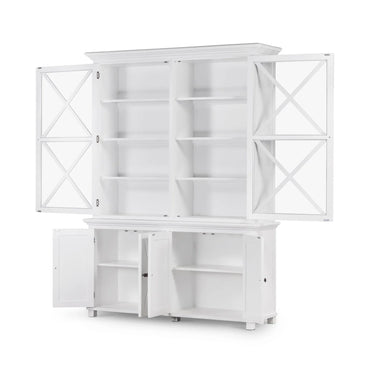 Sorrento Large Glass Door Hamptons Cabinet White at Online8 Furniture Auckland NZ
