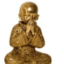 Speak No Evil Boy Monk Statue - Gold at online8 furniture store Auckland