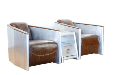 Spitfire Leather Armchairs and Side Table Set at online8 furniture store Auckland