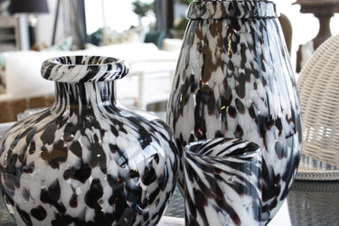 Spotty Hurricane Vase - Black & White at online8 furniture store Auckland
