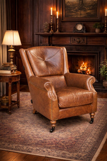 Springfield Aged Leather Armchair – Cognac at Online8 Furniture Auckland NZ