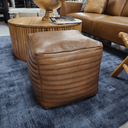 Square Buffalo Leather Pouf | Ottoman at online8 furniture store Auckland
