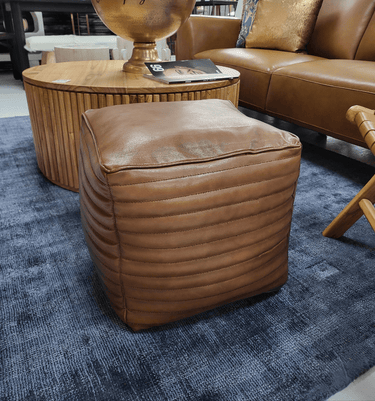 Square Buffalo Leather Pouf | Ottoman at online8 furniture store Auckland