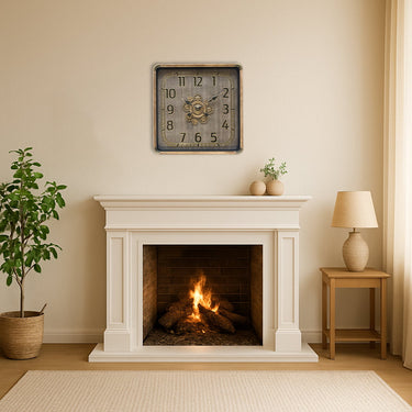 Square Gear Clock - Antique Gold at Online8 Furniture Auckland NZ