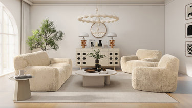 St Moritz Faux Fur Armchair - Beige at online8 furniture store Auckland