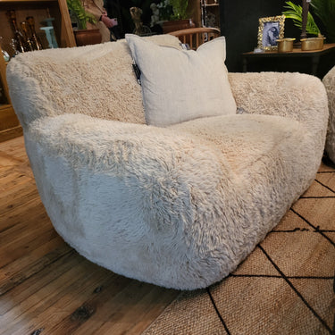 St Moritz Faux Fur Armchair - Beige at online8 furniture store Auckland