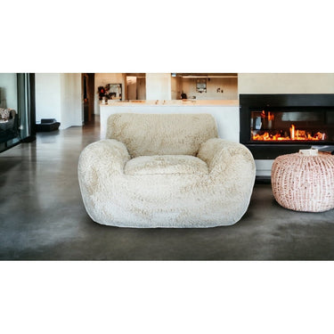 St Moritz Faux Fur Armchair - Beige at online8 furniture store Auckland