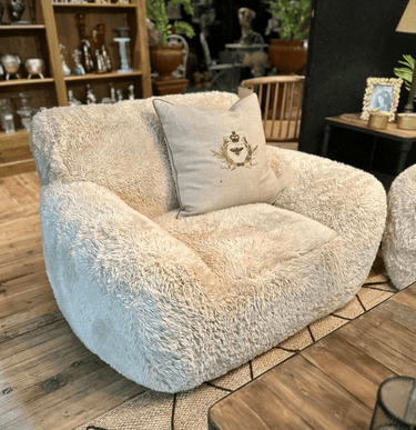 St Moritz Faux Fur Armchair - Beige at online8 furniture store Auckland