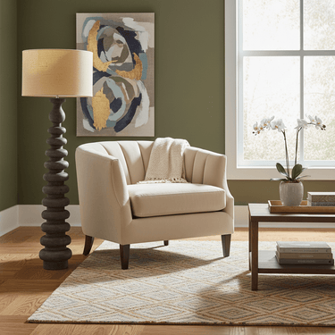 Stacked Wooden Floor Lamp - Walnut/Jute Shad at Online8 Furniture Auckland NZ