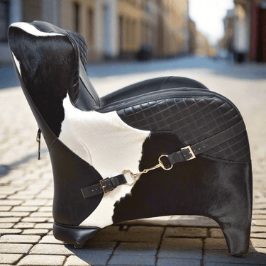 Stallion Black Leather Saddle Armchair at online8 furniture store Auckland