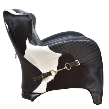 Stallion Black Leather Saddle Armchair at online8 furniture store Auckland