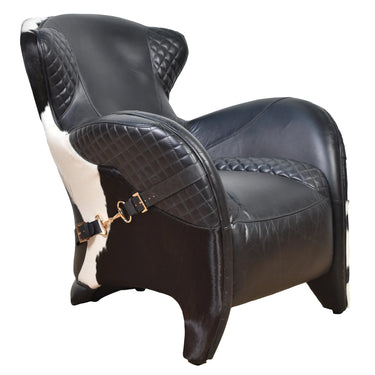 Stallion Black Leather Saddle Armchair at online8 furniture store Auckland