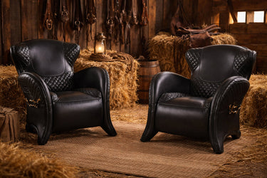 Stallion Leather Armchair - Belon Black at Online8 Furniture Auckland NZ