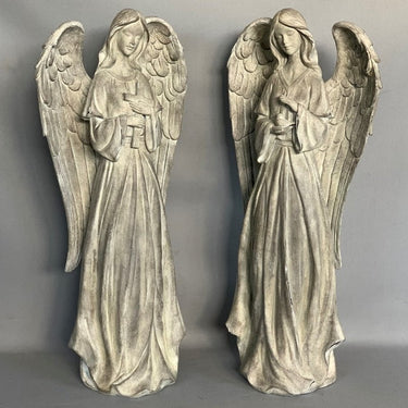 Stone Look Angels Statues Set/2 at online8 furniture store Auckland