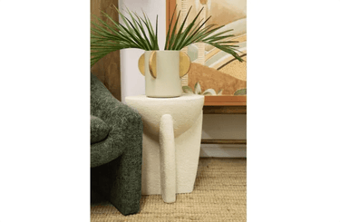 Stone Look Stool - Off White at online8 furniture store Auckland