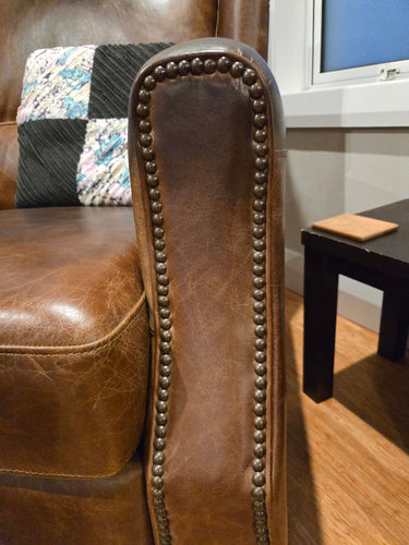 Stratford Aged Leather Recliner Chair - Foundry at Online8 Furniture Auckland NZ