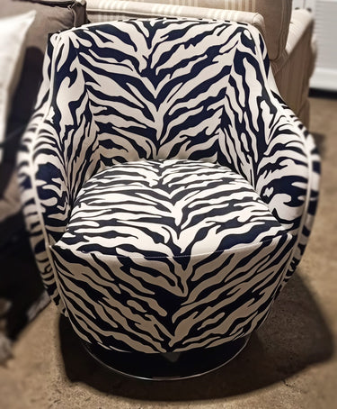 Decor Black And White Zebra Print Arm Accent Chair Designart