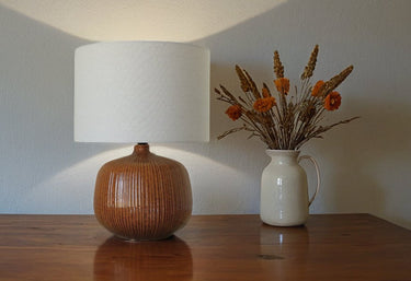 Tabacco Ceramic Lamp with Shade at online8 furniture store Auckland