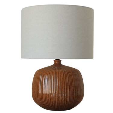 Tabacco Ceramic Lamp with Shade at online8 furniture store Auckland
