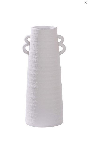 Tanvi White 4-Ear Vase - Small at online8 furniture store Auckland