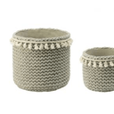 Tassel Cement Knit-Look Planter Set of 2 Grey at online8 furniture store Auckland