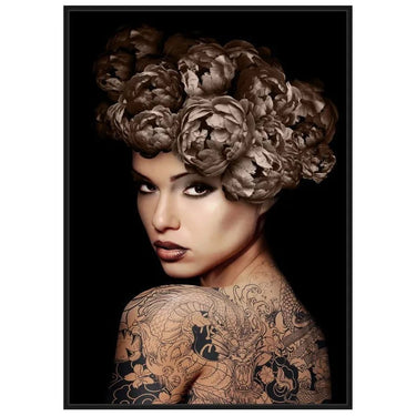 Tattooed Woman Framed Printed Wall art at online8 furniture store Auckland
