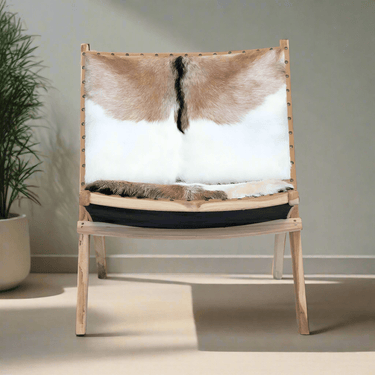 Teak & Leather Foldable Casual Chair at online8 furniture store Auckland