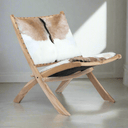 Teak & Leather Foldable Casual Chair at online8 furniture store Auckland