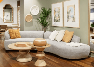 Terra 2 Piece Large Sectional Curved Sofa - Grey at online8 furniture store Auckland