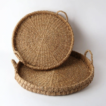 The Coastal Circle Seagrass Tray Set | Set of 2 at online8 furniture store Auckland