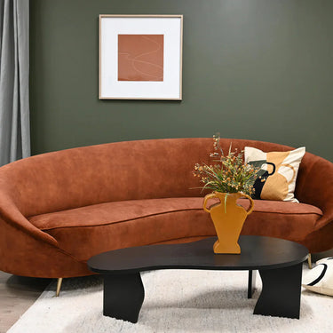 The Jane Adore Curved Sofa - Hazel & Antique Brass at Online8 Furniture Auckland NZ
