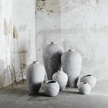 The Luna Terracotta Vase - Grey Large at Online8 Furniture Auckland NZ