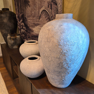 The Luna Terracotta Vase - Grey Small at Online8 Furniture Auckland NZ