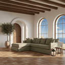 The Luxe Slipcover Sofa with Left-Hand Chaise - Forest Green at Online8 Furniture Auckland NZ