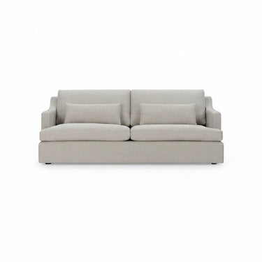 The Rhys 2 Seater Slipcover Sofa in woven oyster 90% polyester 10% cotton on a solid wood frame