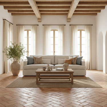 The Rhys 3 Seater Slipcover Sofa in woven oyster, Danish-designed with a 100,000 Martindale fabric