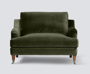 Thornfield 1.5 Seater Armchair - Olive Velvet at Online8 Furniture Auckland NZ