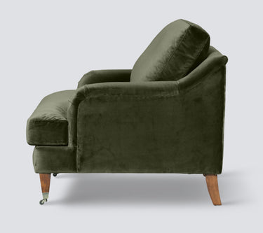 Thornfield 1.5 Seater Armchair - Olive Velvet at Online8 Furniture Auckland NZ