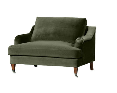 Thornfield 1.5 Seater Armchair - Olive Velvet at Online8 Furniture Auckland NZ