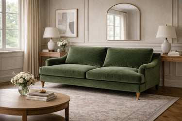 Thornfield 3 Seater Sofa - Olive Velvet at Online8 Furniture Auckland NZ