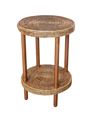 2 Tier Round Side Table Rattan
