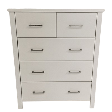 Tina 5 Drawer Tallboy White at online8 furniture store Auckland
