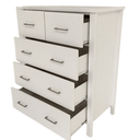Tina 5 Drawer Tallboy White at online8 furniture store Auckland