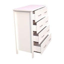 Tina 5 Drawer Tallboy White at online8 furniture store Auckland