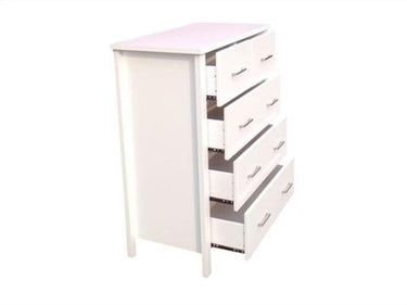 Tina 5 Drawer Tallboy White at online8 furniture store Auckland