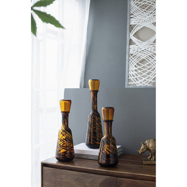 Tobacco Glass Bottle Set/3 at online8 furniture store Auckland